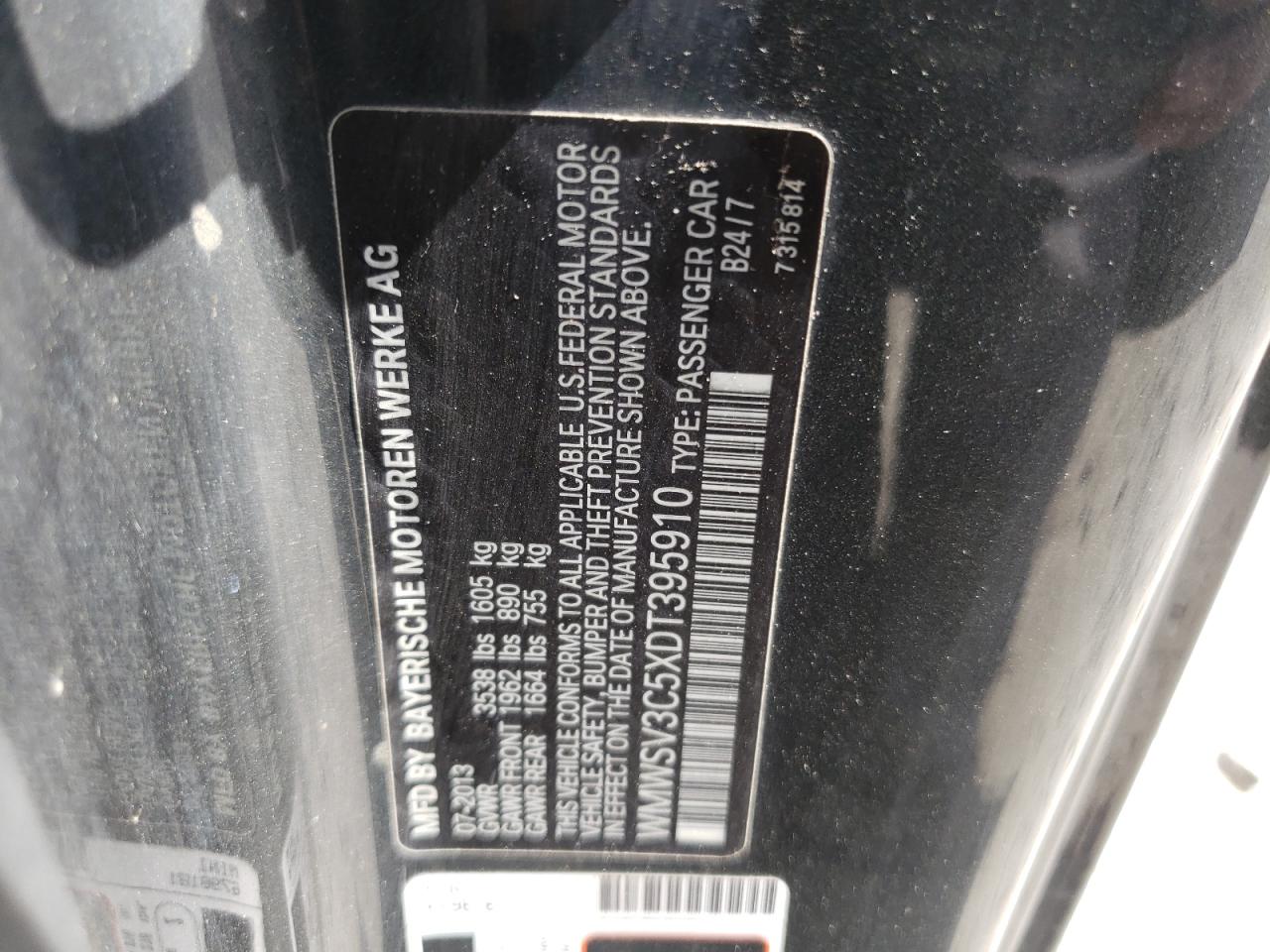 2013 Mini Cooper S VIN: WMWSV3C5XDT395910 Lot: 60482044