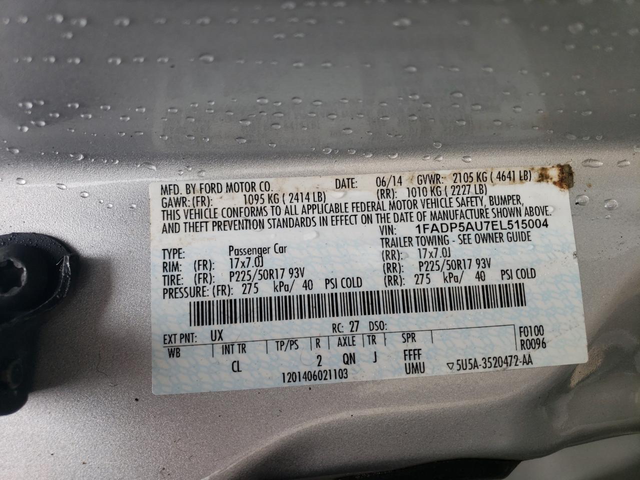 2014 Ford C-Max Se VIN: 1FADP5AU7EL515004 Lot: 63971334