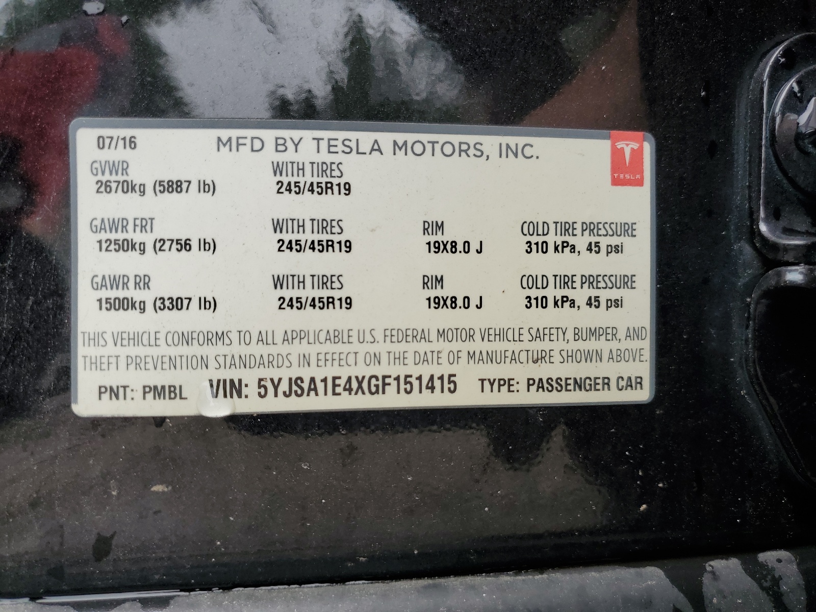 5YJSA1E4XGF151415 2016 Tesla Model S