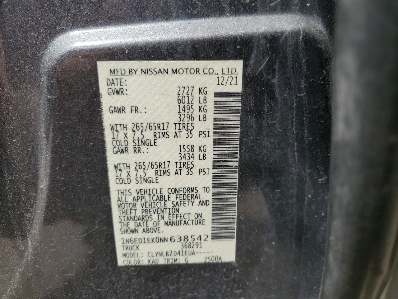 1N6ED1EK0NN638542 2022 NISSAN NAVARA - Image 12