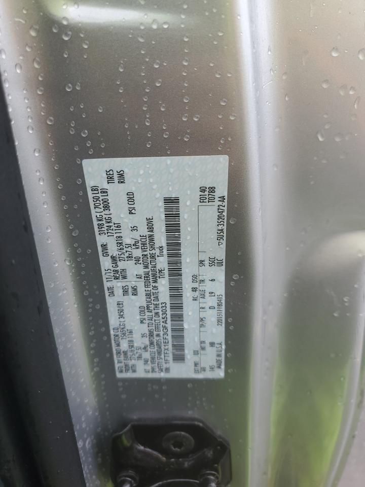 2016 Ford F150 Super Cab VIN: 1FTFX1EF3GFA53033 Lot: 62623984