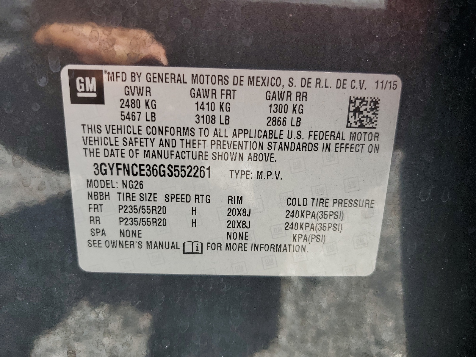 3GYFNCE36GS552261 2016 Cadillac Srx Performance Collection