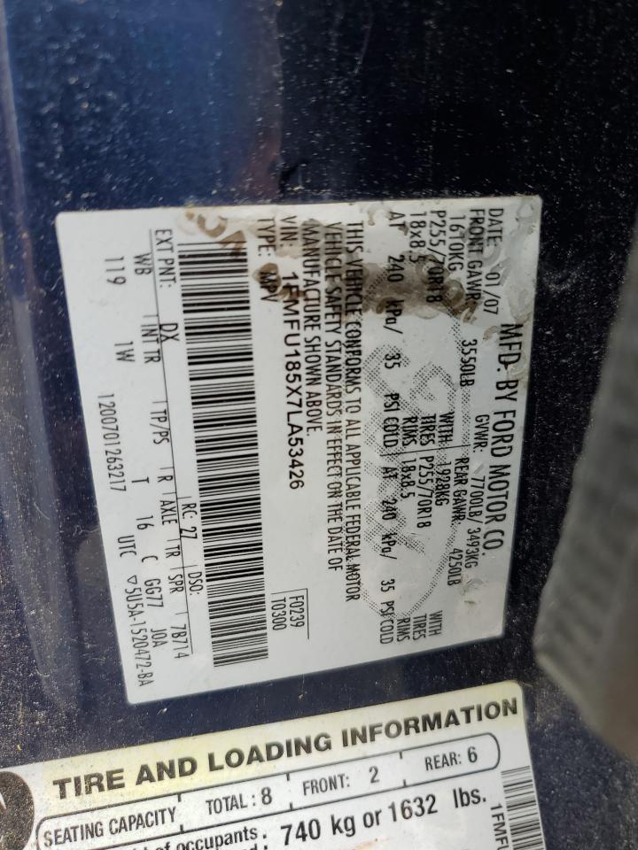 2007 Ford Expedition Eddie Bauer VIN: 1FMFU185X7LA53426 Lot: 63657024