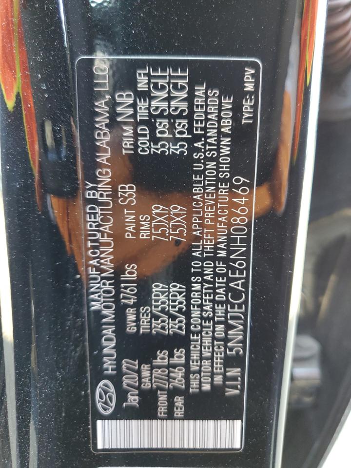 2022 Hyundai Tucson Limited VIN: 5NMJECAE6NH086469 Lot: 63480744