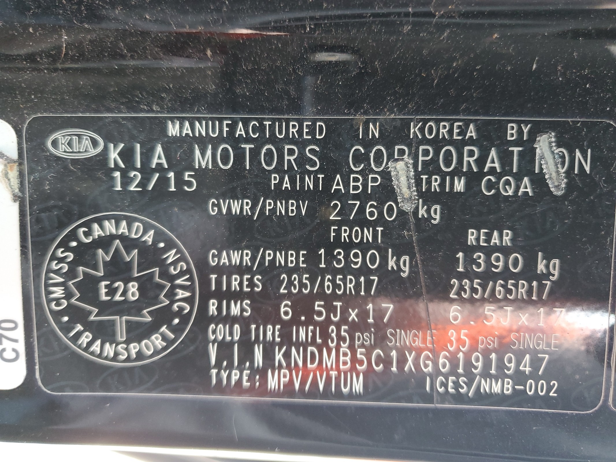 KNDMB5C1XG6191947 2016 Kia Sedona Lx