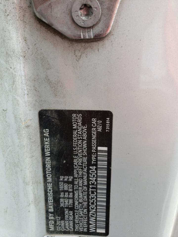 2012 Mini Cooper VIN: WMWZN3C53CT134504 Lot: 64496214