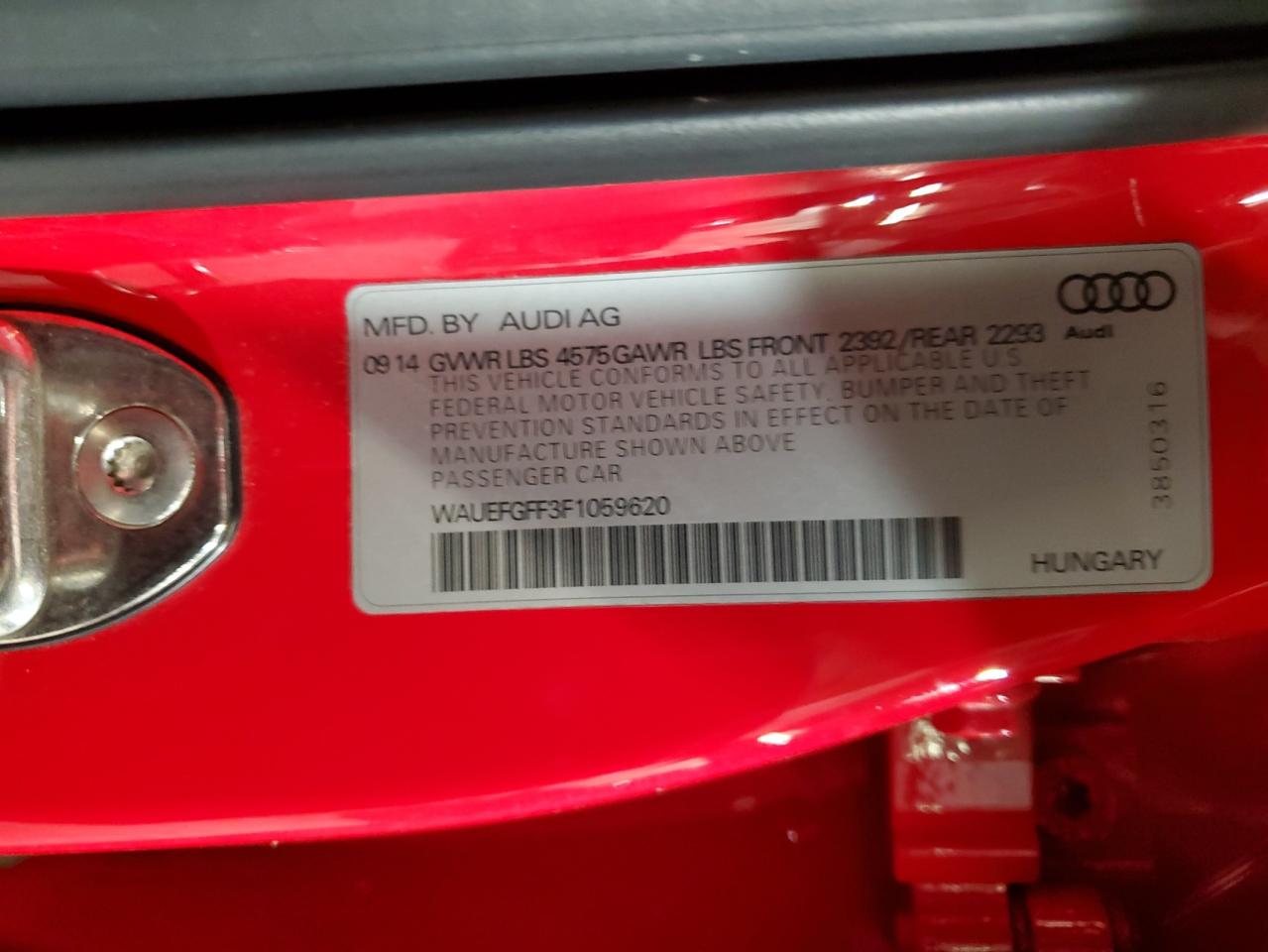 2015 Audi A3 Premium Plus VIN: WAUEFGFF3F1059620 Lot: 64526274