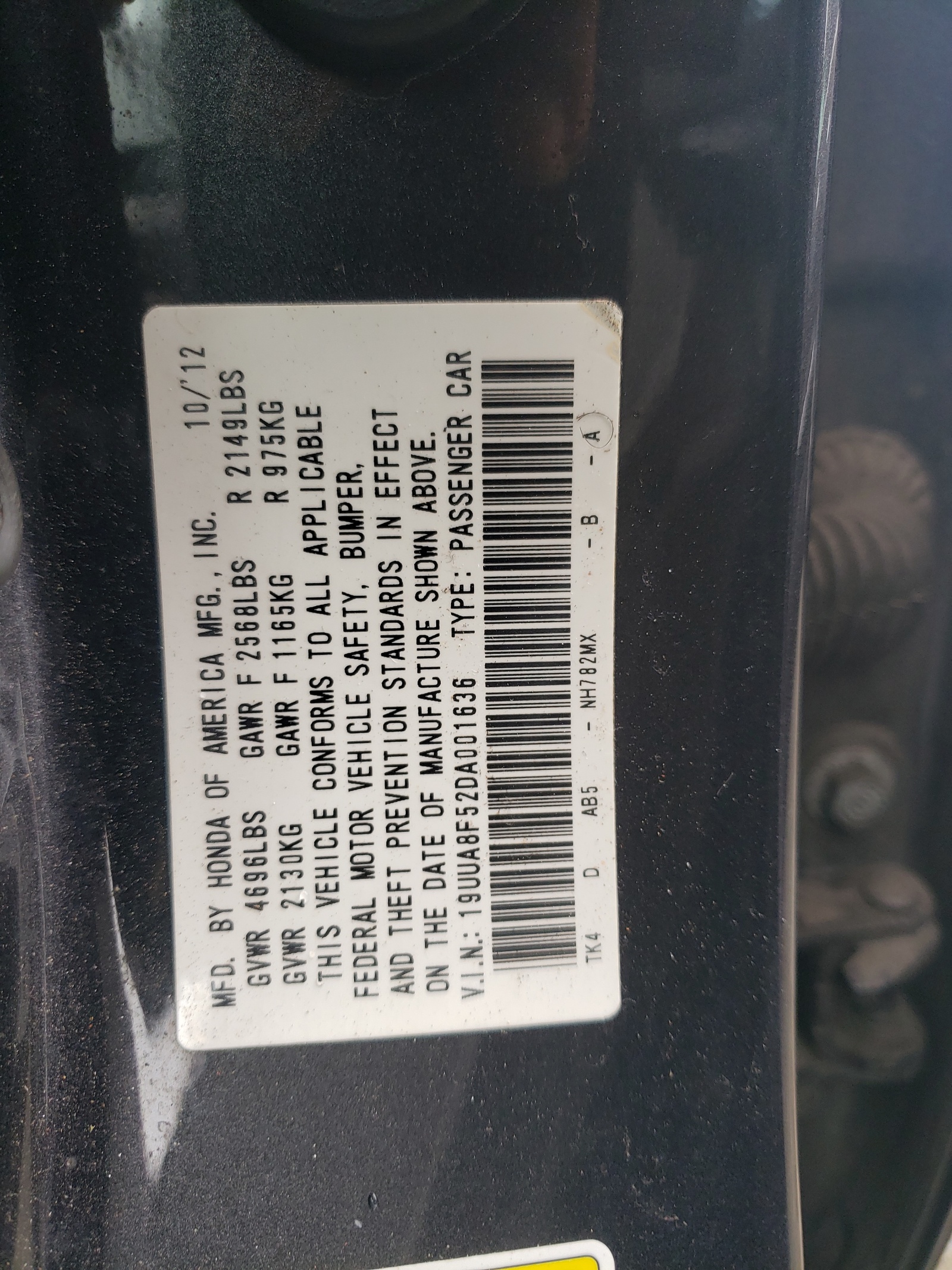 19UUA8F52DA001636 2013 Acura Tl Tech