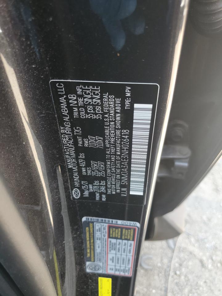 2022 Hyundai Tucson Se VIN: 5NMJA3AE3NH026418 Lot: 62934494