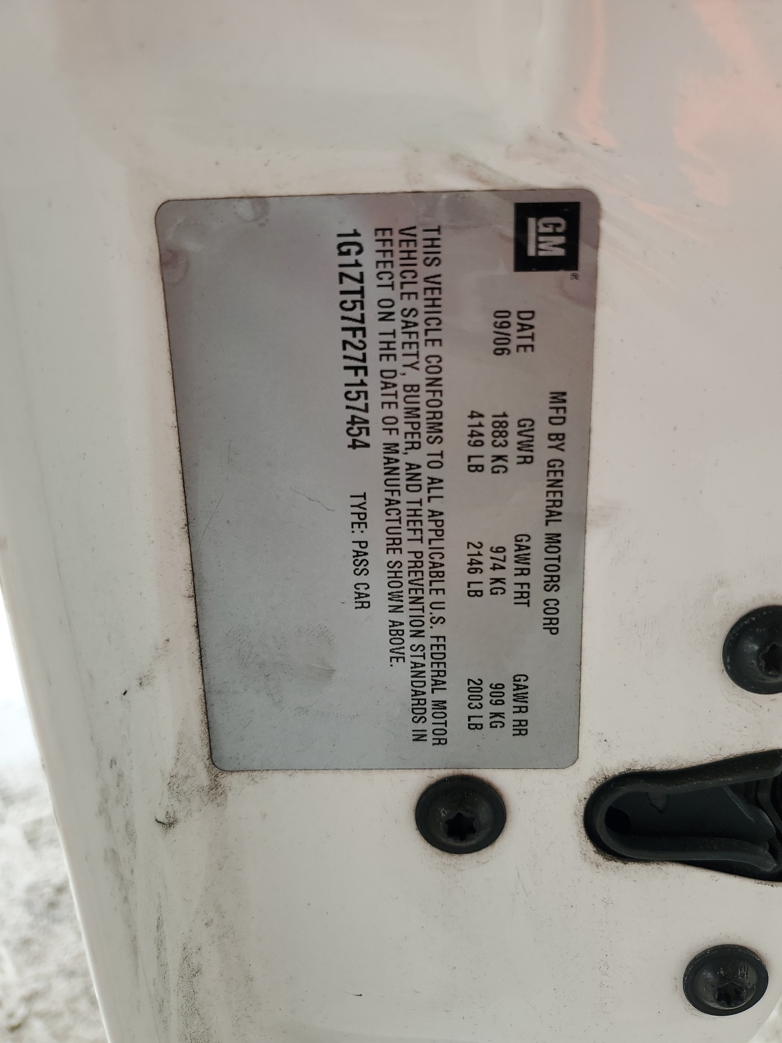 1G1ZT57F27F157454 2007 Chevrolet Malibu Lt