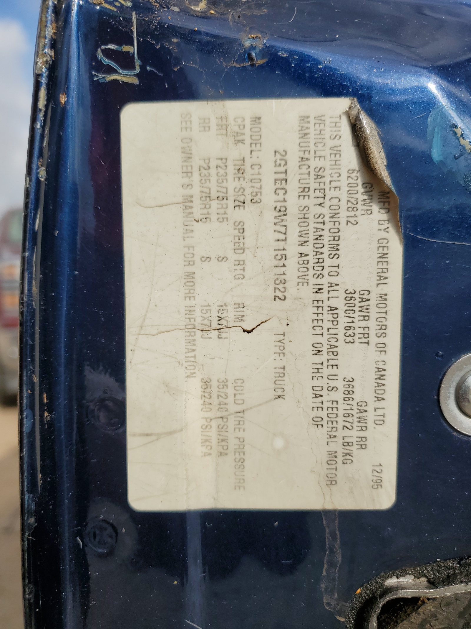 2GTEC19W7T1511322 1996 GMC Sierra C1500