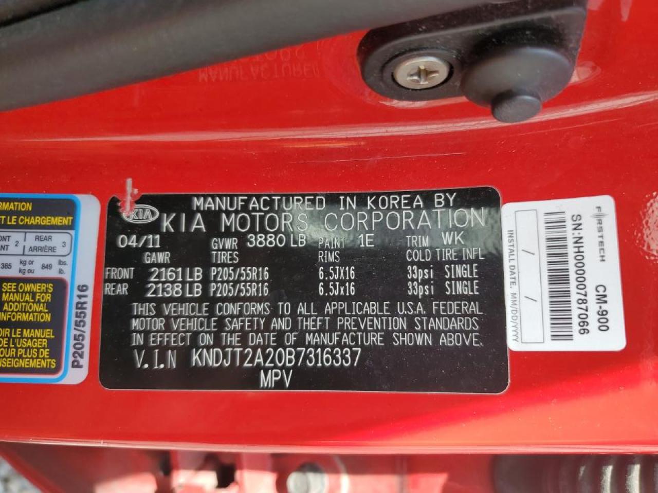 2011 Kia Soul + VIN: KNDJT2A20B7316337 Lot: 64561434