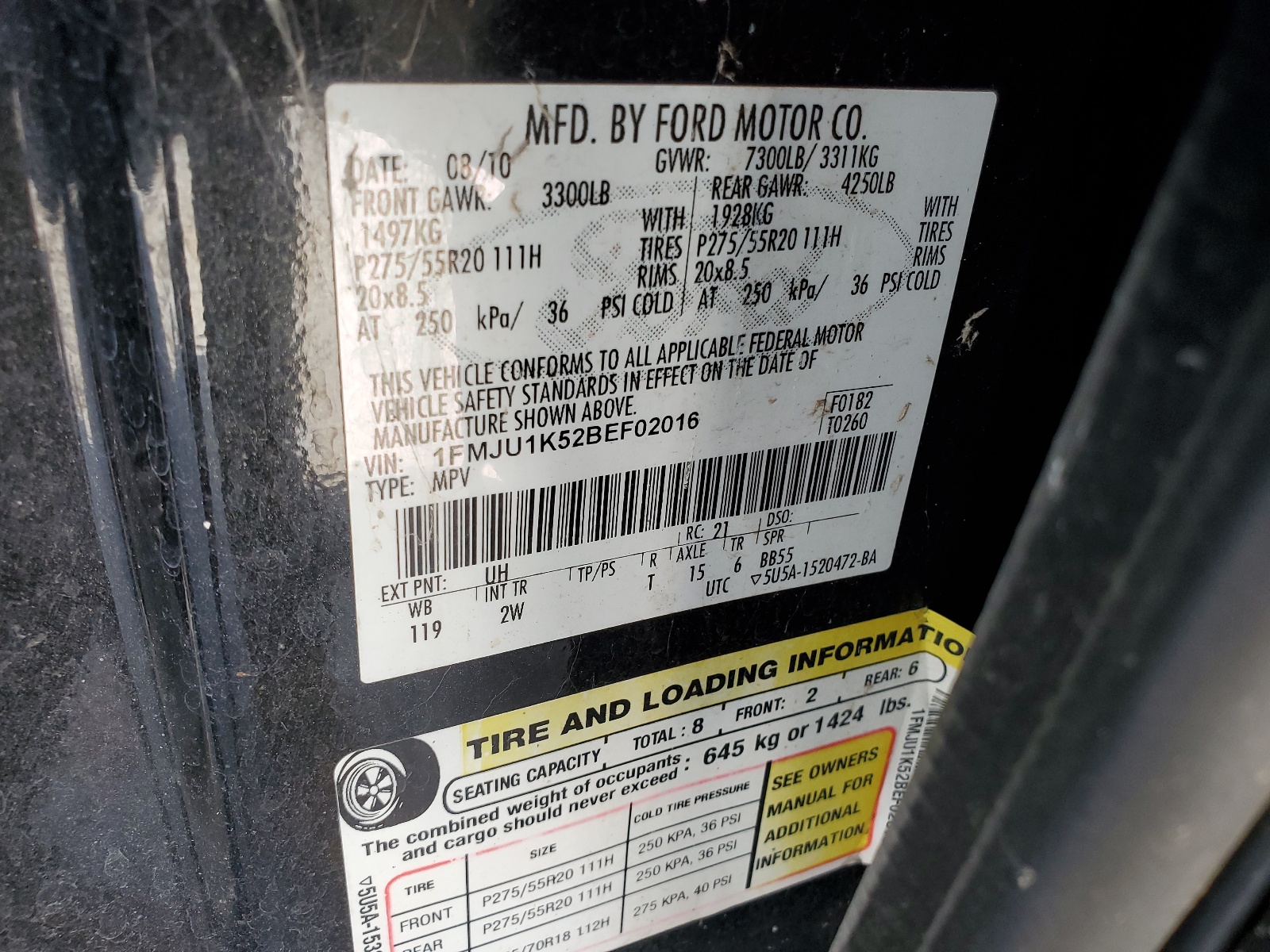 1FMJU1K52BEF02016 2011 Ford Expedition Limited