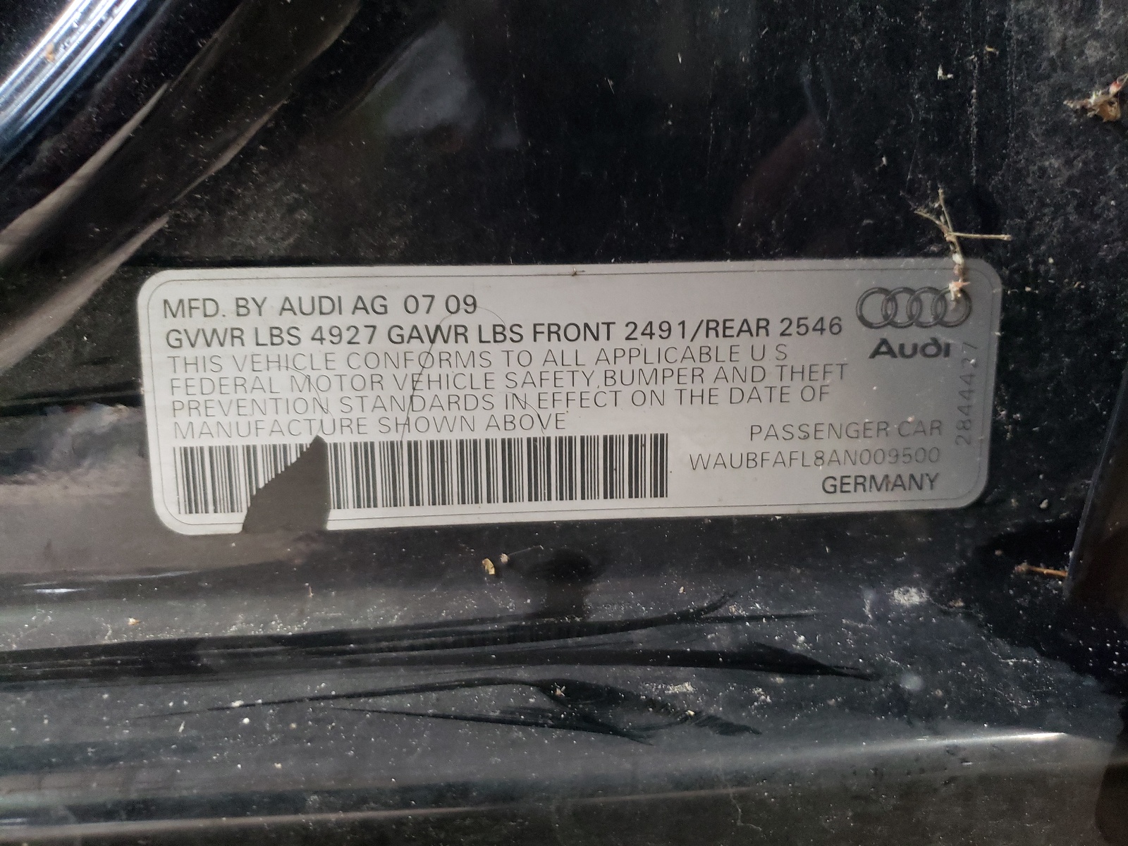 WAUBFAFL8AN009500 2010 Audi A4 Premium