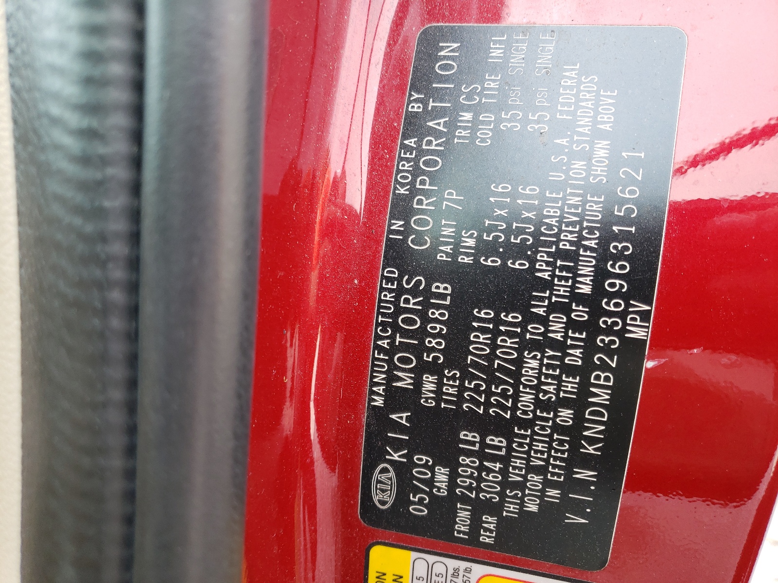 KNDMB233696315621 2009 Kia Sedona Ex