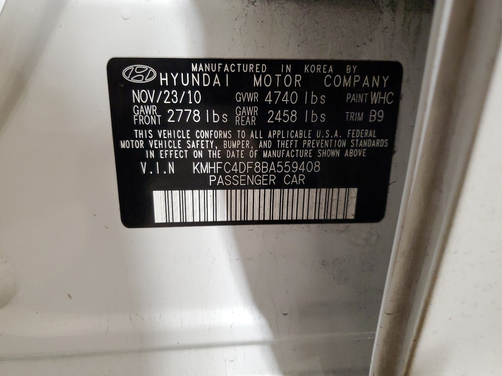 KMHFC4DF8BA559408 2011 Hyundai Azera Gls