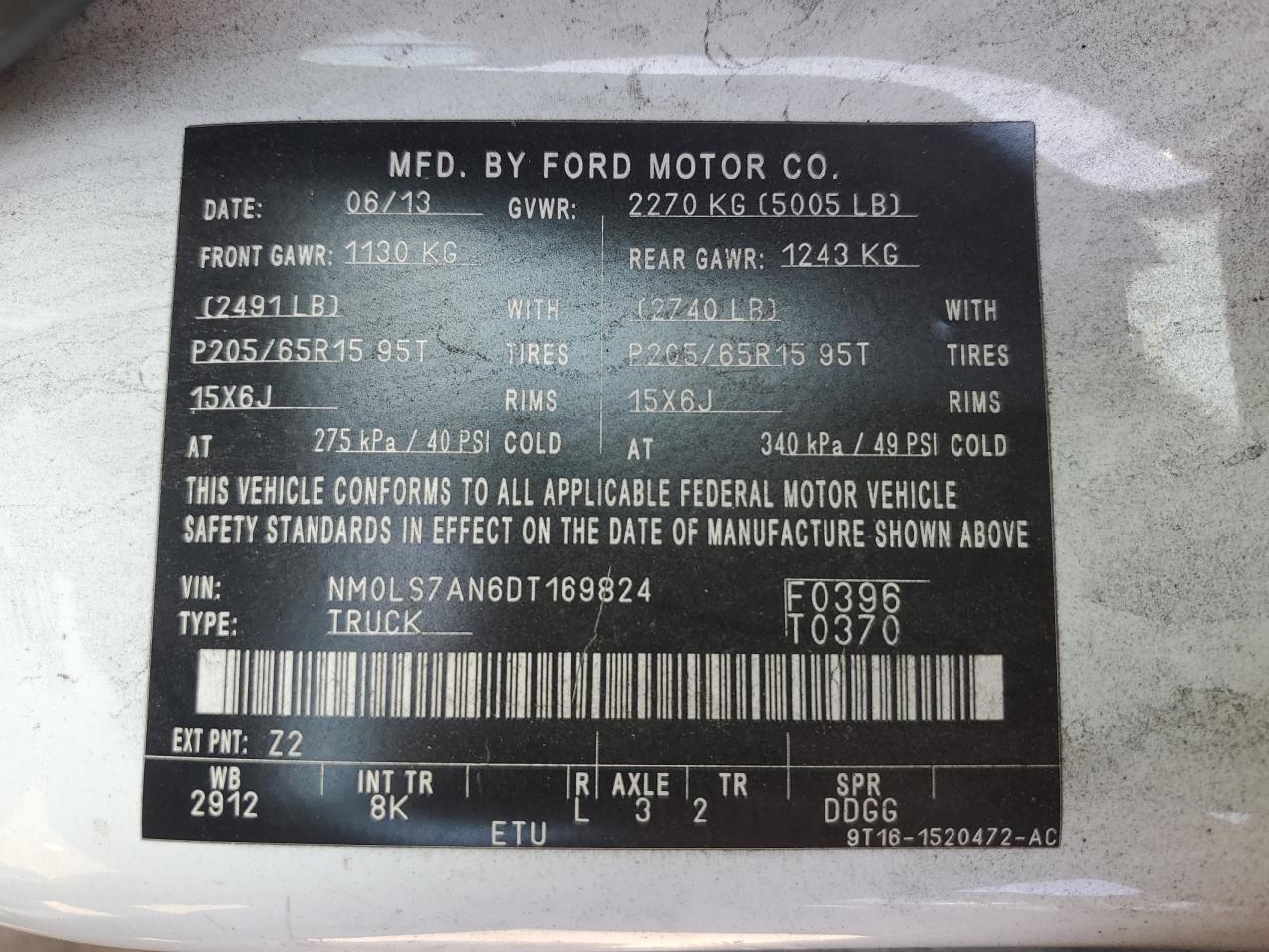 NM0LS7AN6DT169824 2013 Ford Transit Connect Xl