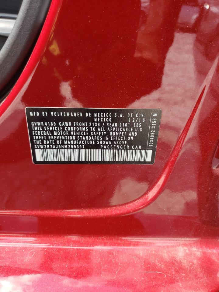 2017 Volkswagen Jetta S VIN: 3VW2B7AJ9HM299397 Lot: 62267424