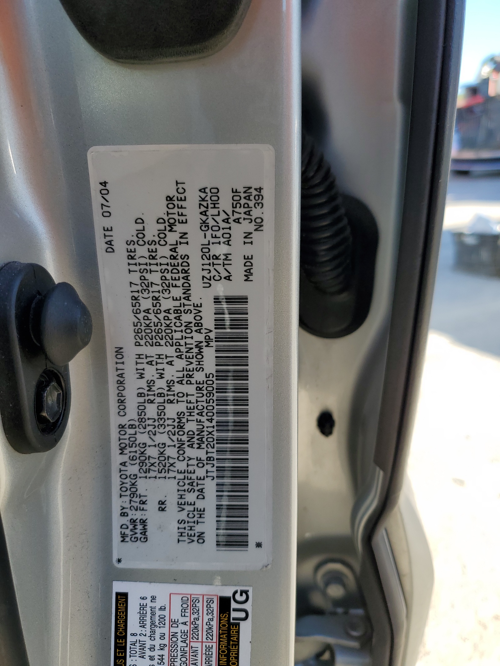 JTJBT20X140059005 2004 Lexus Gx 470