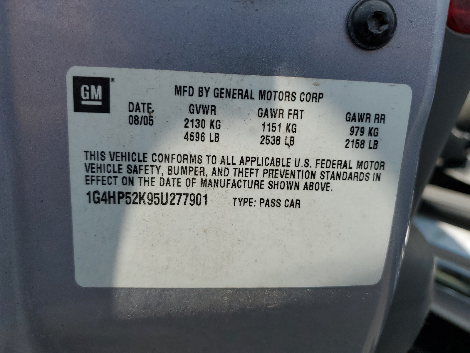 1G4HP52K95U277901 2005 Buick Lesabre Custom