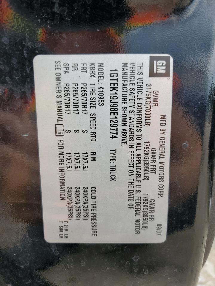 2008 GMC Sierra K1500 VIN: 1GTEK19J98E129774 Lot: 62231854