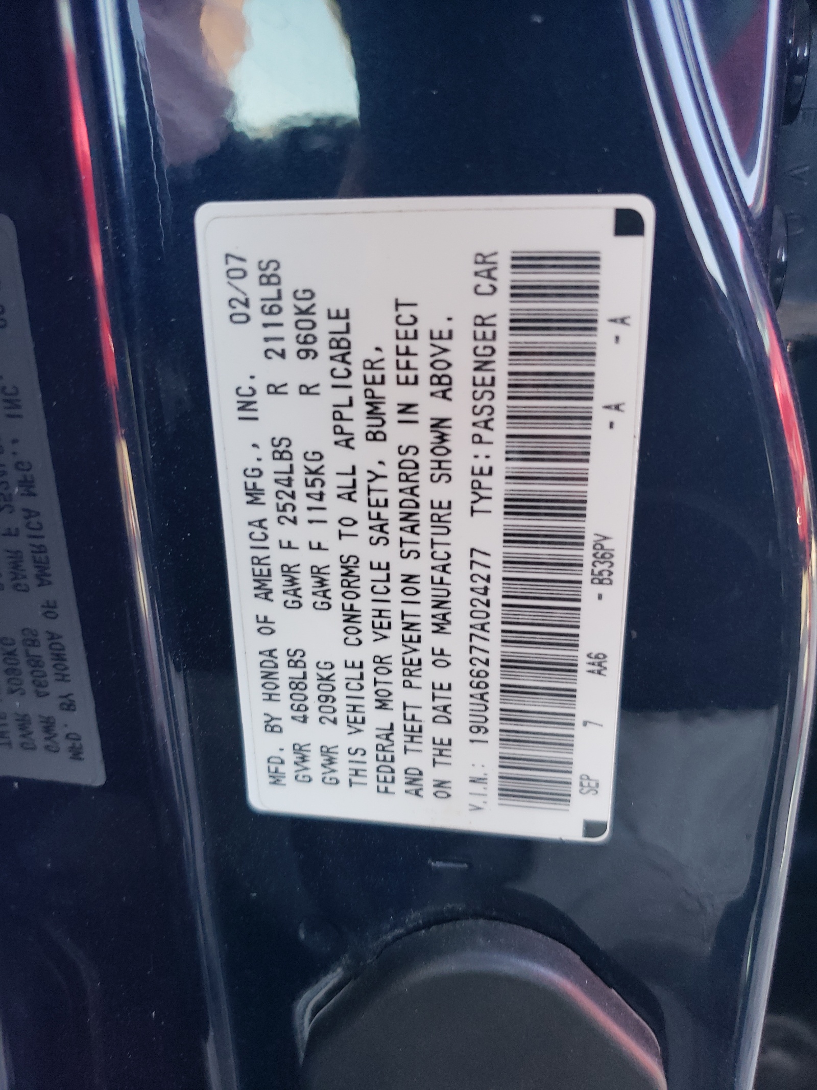 19UUA66277A024277 2007 Acura Tl