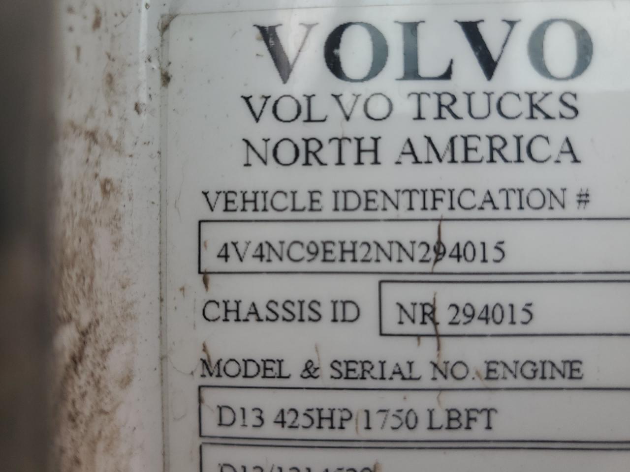 2022 Volvo Vn Vnl VIN: 4V4NC9EH2NN294015 Lot: 63097304