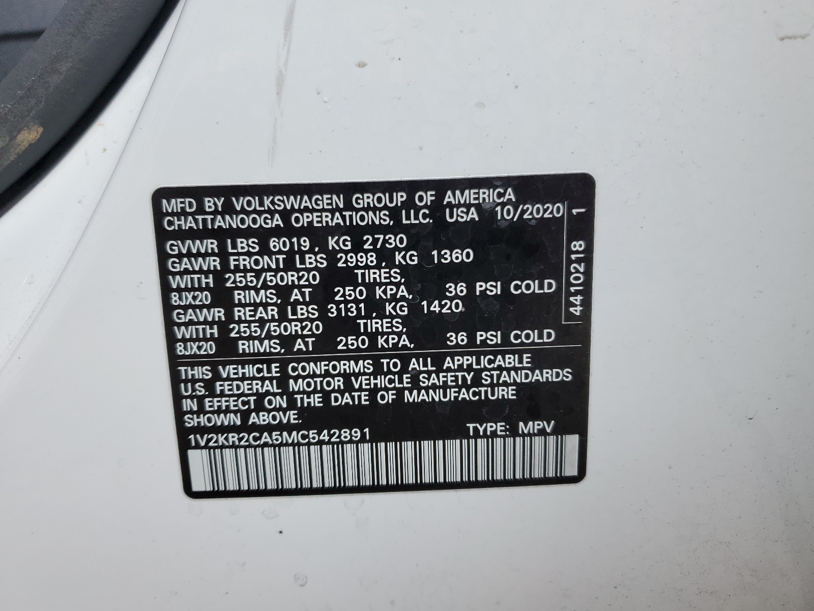 1V2KR2CA5MC542891 2021 Volkswagen Atlas Se