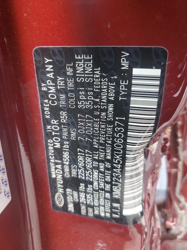 2019 Hyundai Tucson Se VIN: KM8J23A45KU065371 Lot: 63295514