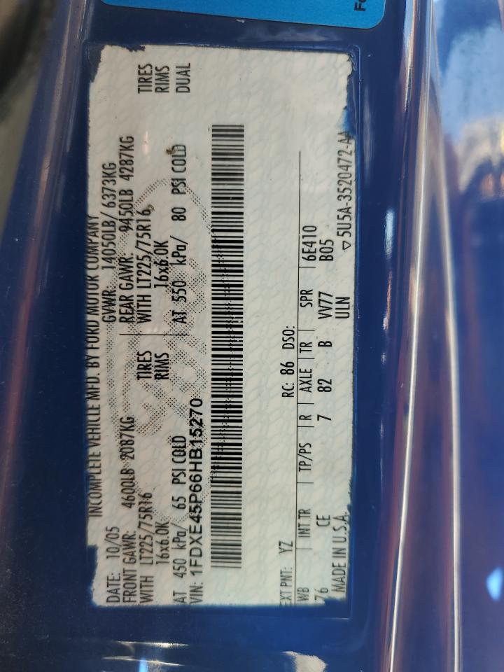 2006 Ford Econoline E450 Super Duty Cutaway Van VIN: 1FDXE45P66HB15270 Lot: 70008994