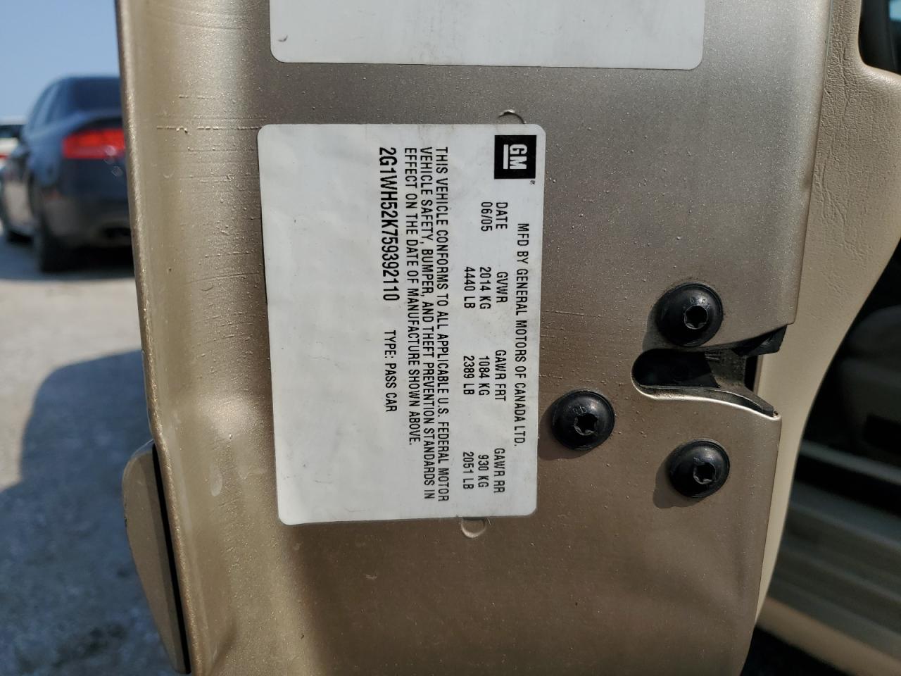 2005 Chevrolet Impala Ls VIN: 2G1WH52K759392110 Lot: 62829044