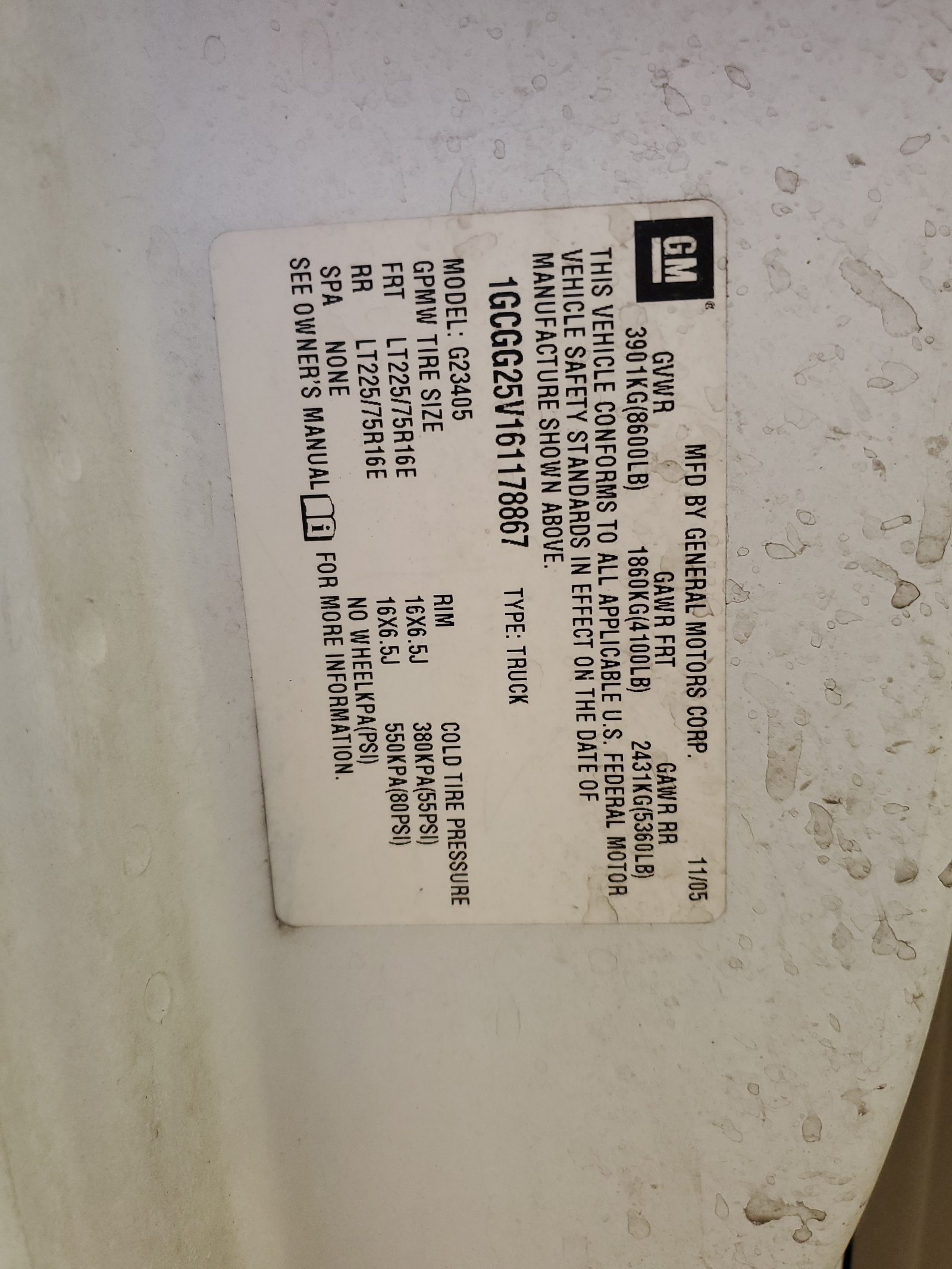 1GCGG25V161178867 2006 Chevrolet Express G2500