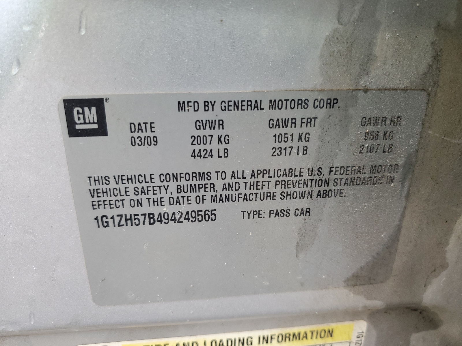 1G1ZH57B494249565 2009 Chevrolet Malibu 1Lt