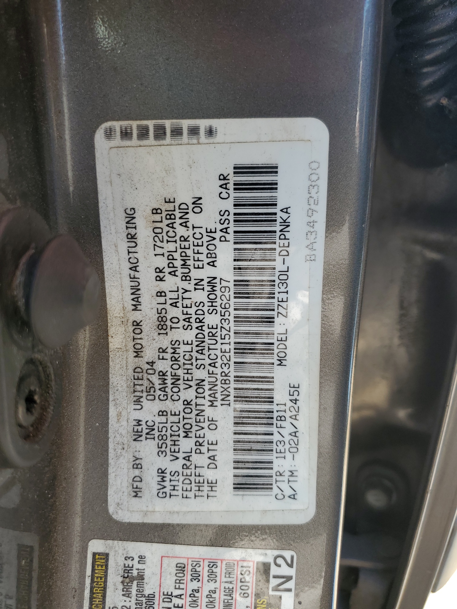 1NXBR32E15Z356297 2005 Toyota Corolla Ce