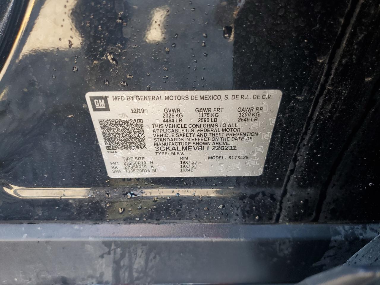 2020 GMC Terrain Sle VIN: 3GKALMEV8LL226211 Lot: 62917384