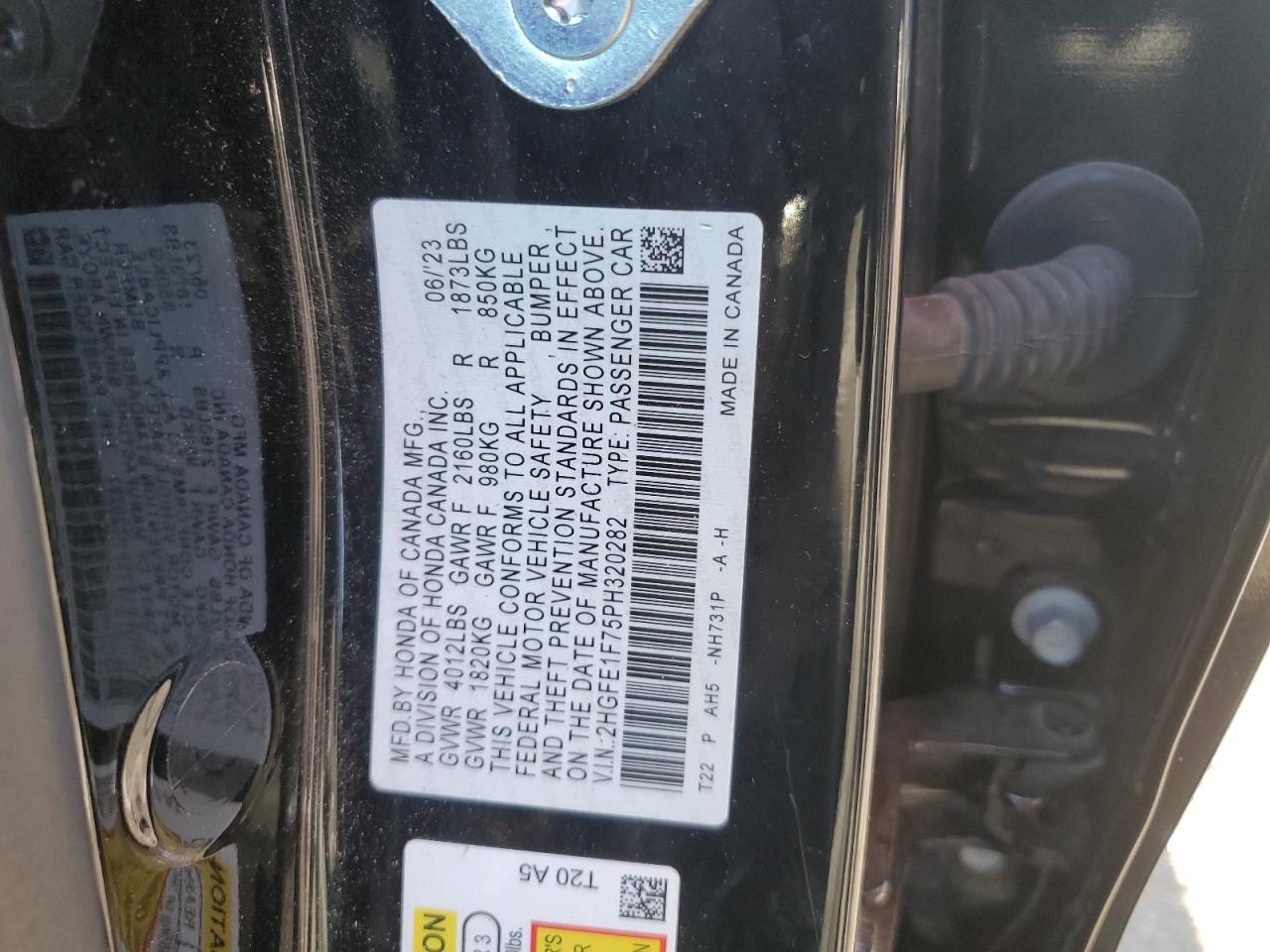 2HGFE1F75PH320282 2023 Honda Civic Ex