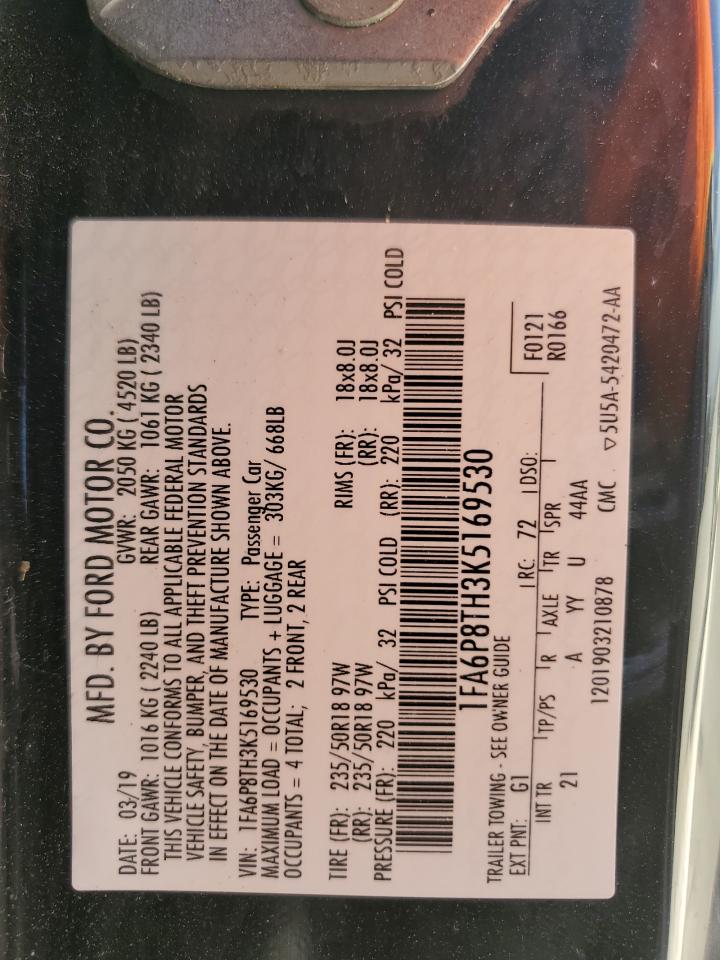 2019 Ford Mustang VIN: 1FA6P8TH3K5169530 Lot: 63697344