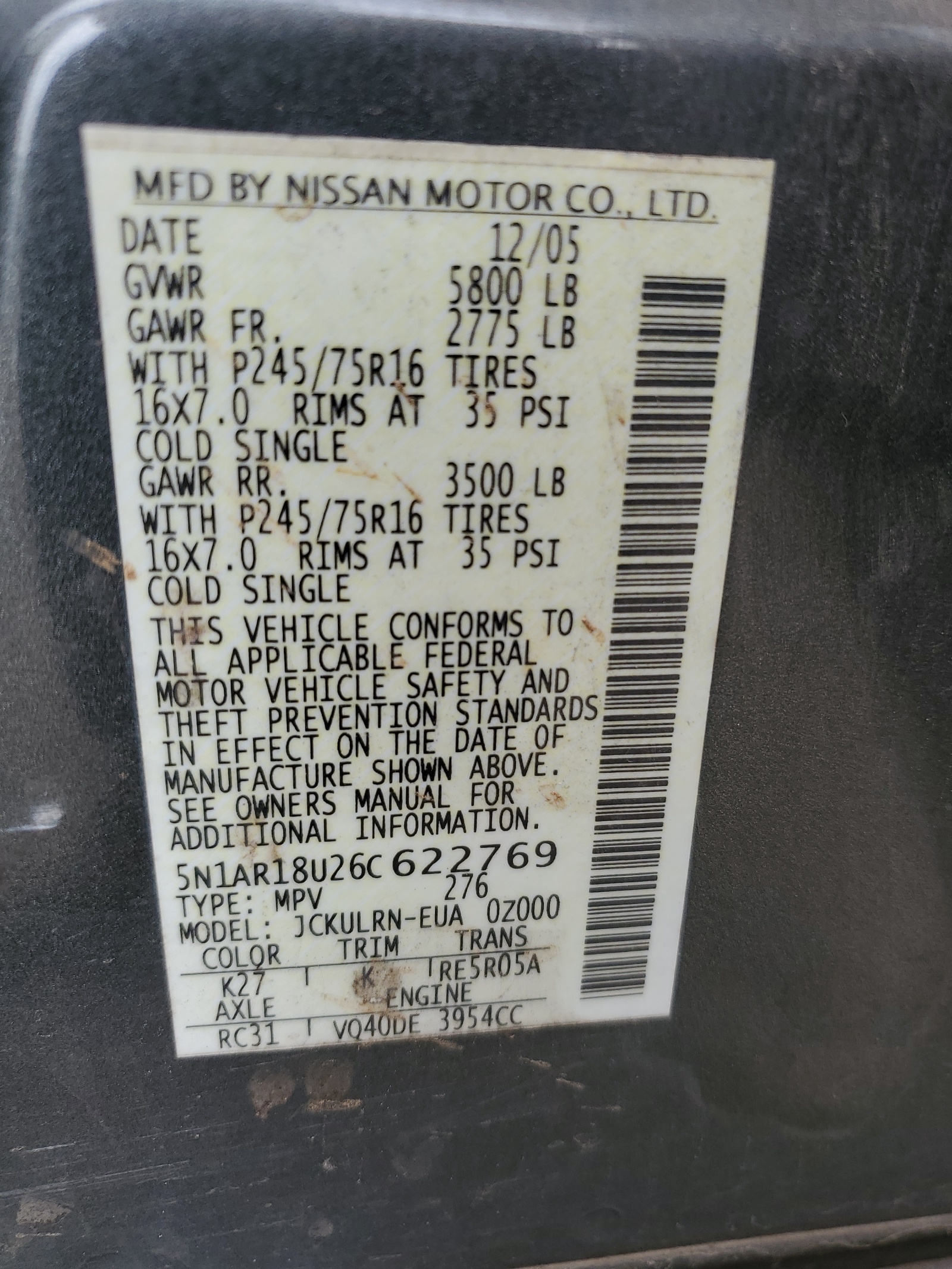 5N1AR18U26C622769 2006 Nissan Pathfinder Le