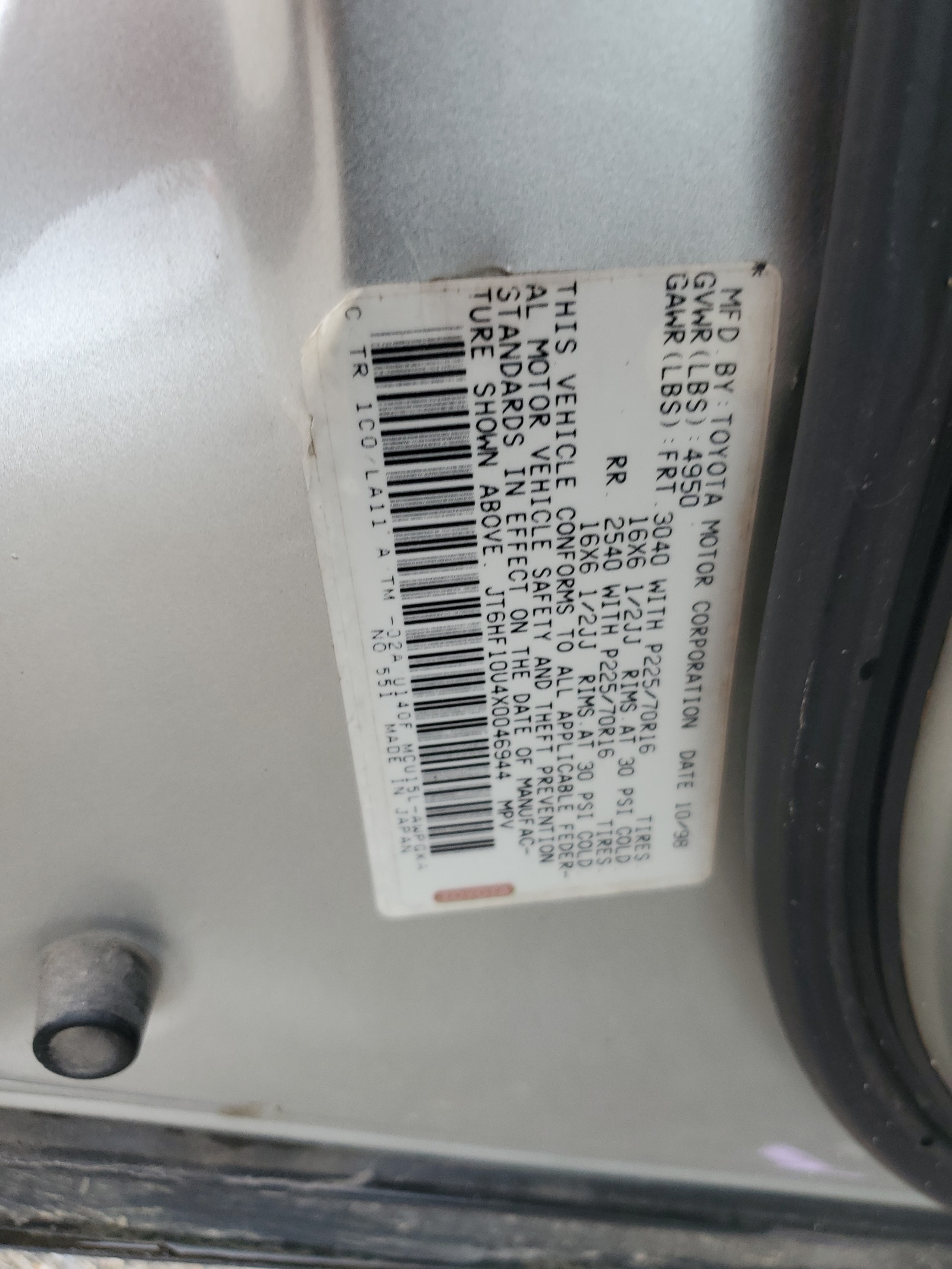JT6HF10U4X0046944 1999 Lexus Rx 300
