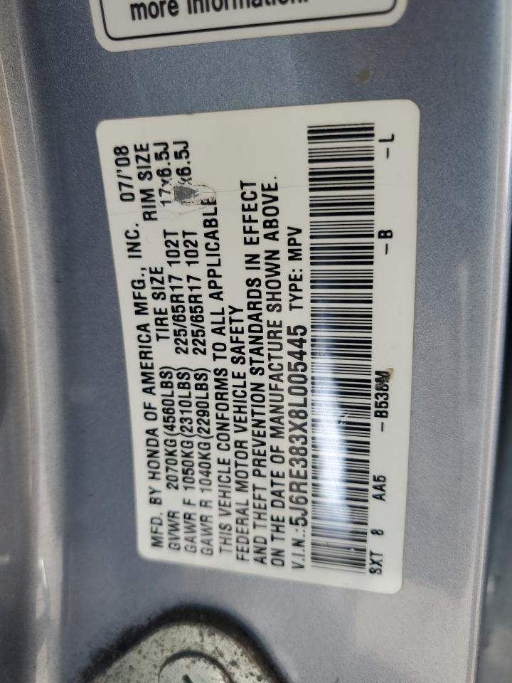 2008 Honda Cr-V Lx VIN: 5J6RE383X8L005445 Lot: 60573744