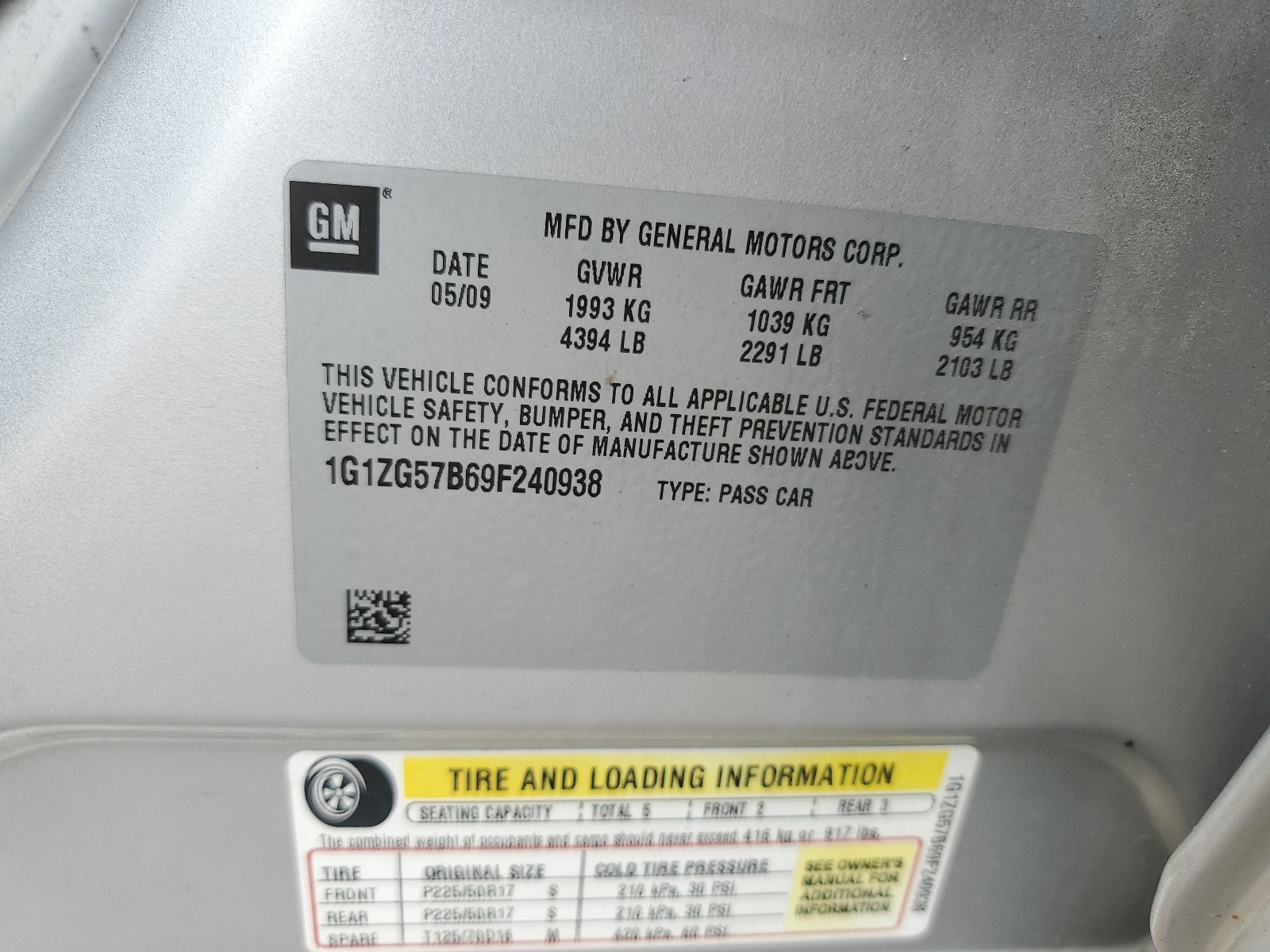 1G1ZG57B69F240938 2009 Chevrolet Malibu Ls