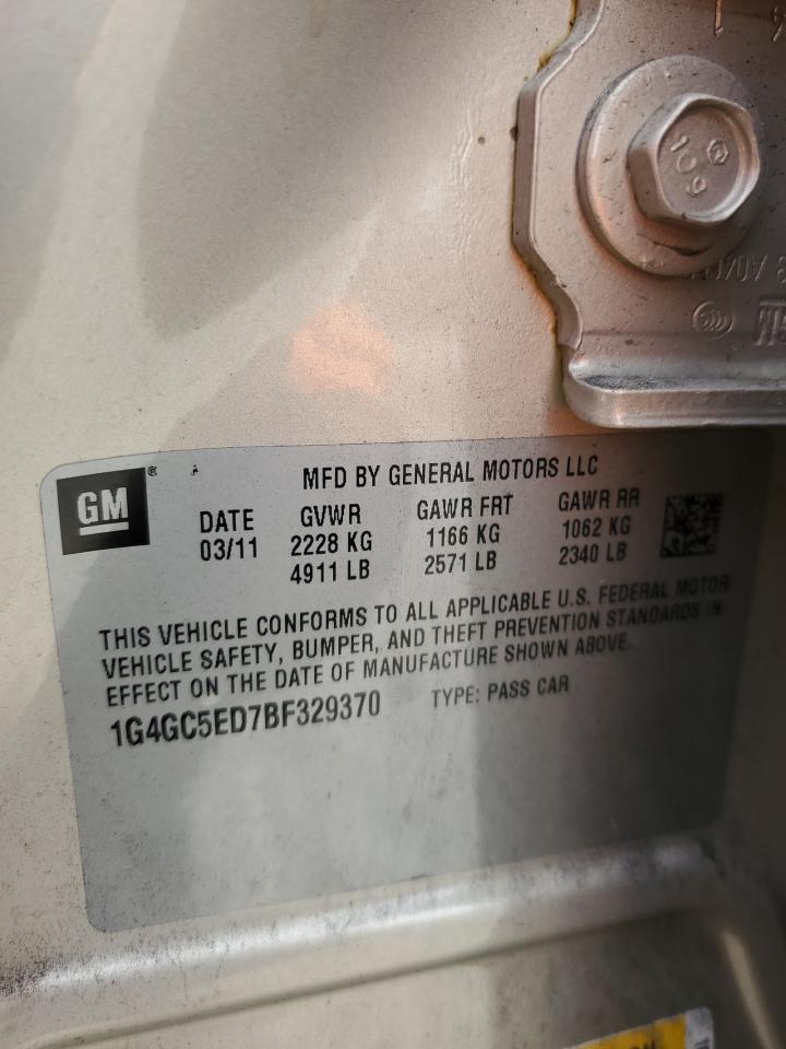 2011 Buick Lacrosse Cxl VIN: 1G4GC5ED7BF329370 Lot: 62840794