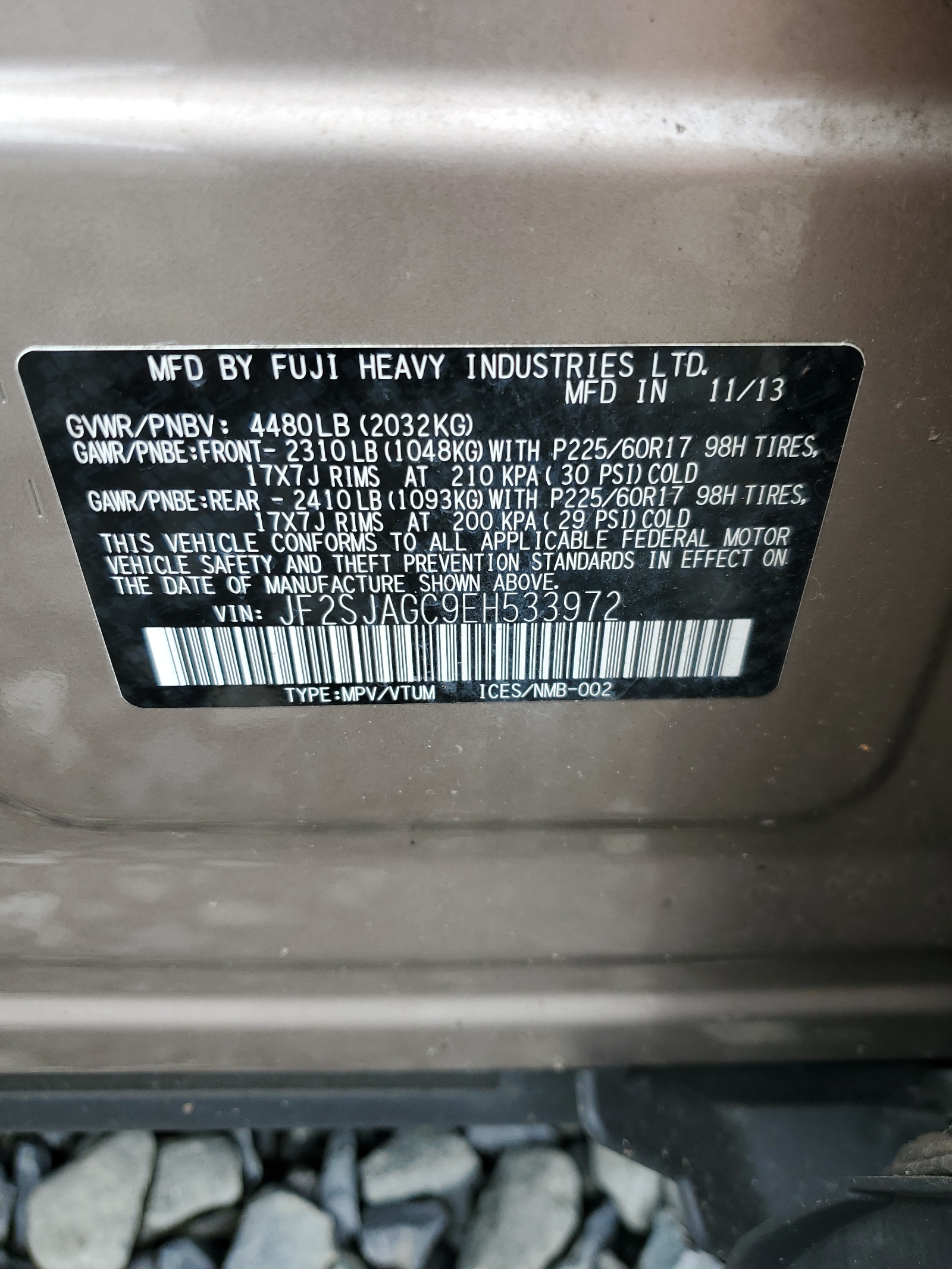 JF2SJAGC9EH533972 2014 Subaru Forester 2.5I Premium