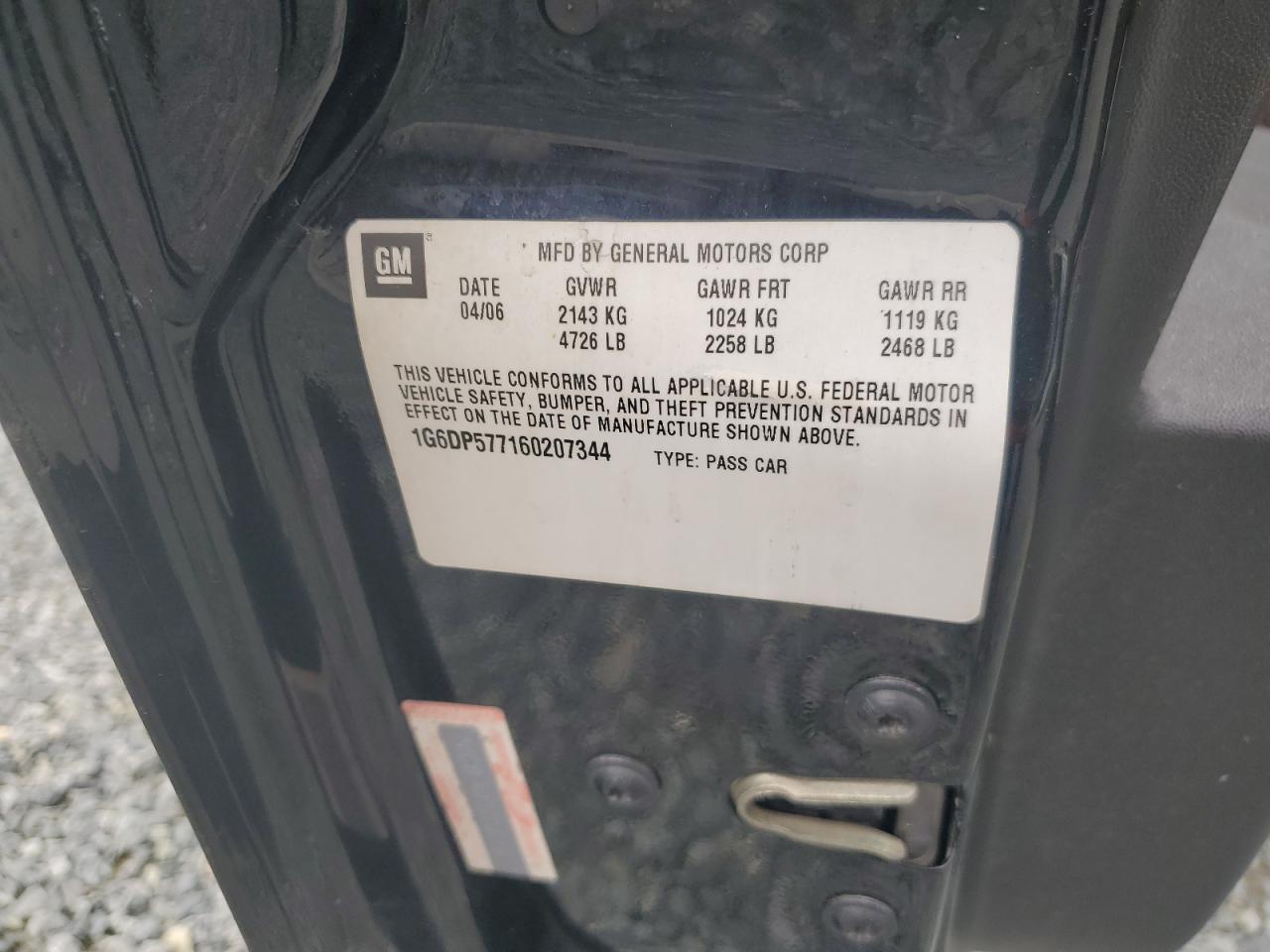 2006 Cadillac Cts Hi Feature V6 VIN: 1G6DP577160207344 Lot: 64855324