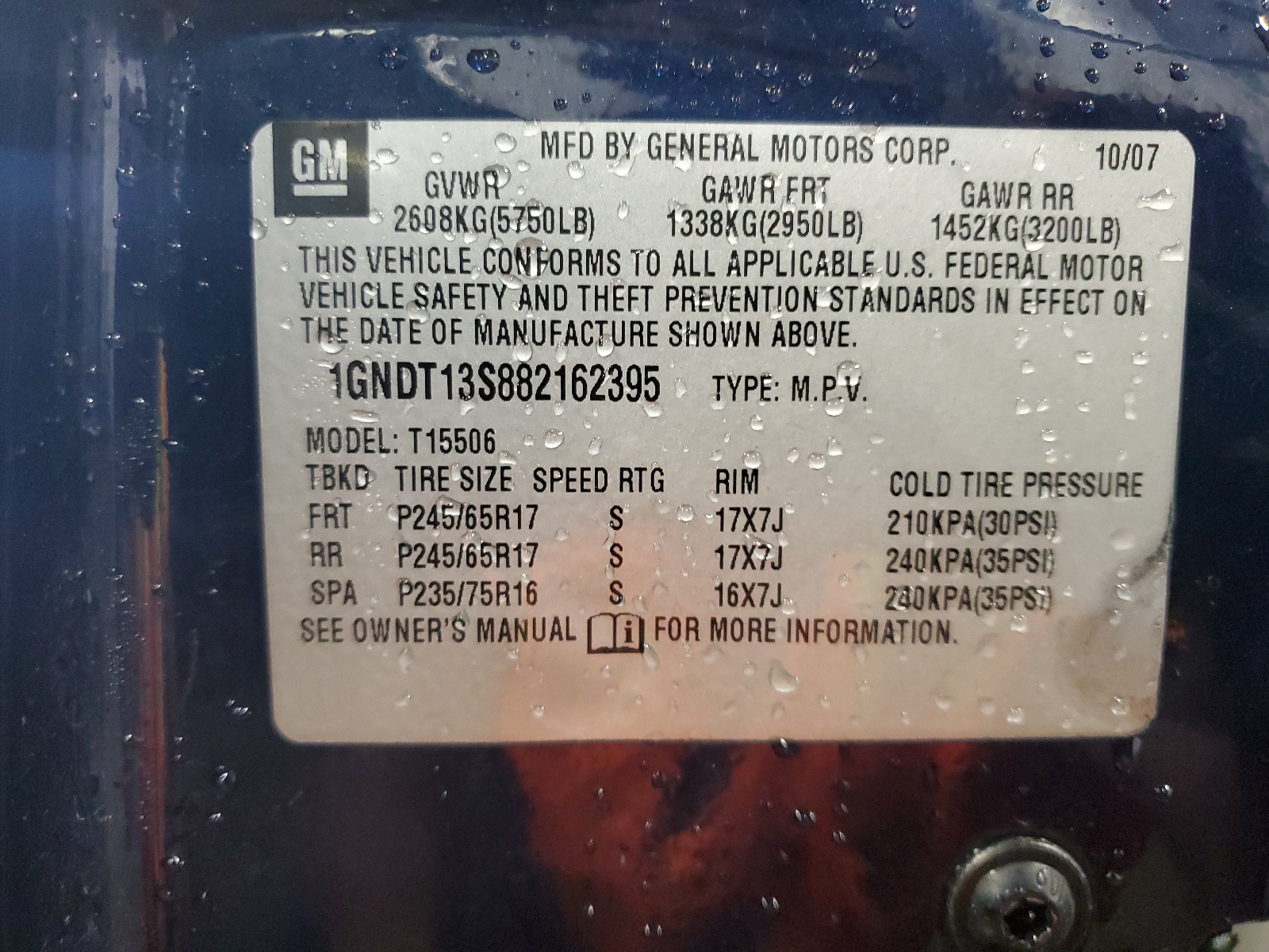 1GNDT13S882162395 2008 Chevrolet Trailblazer Ls