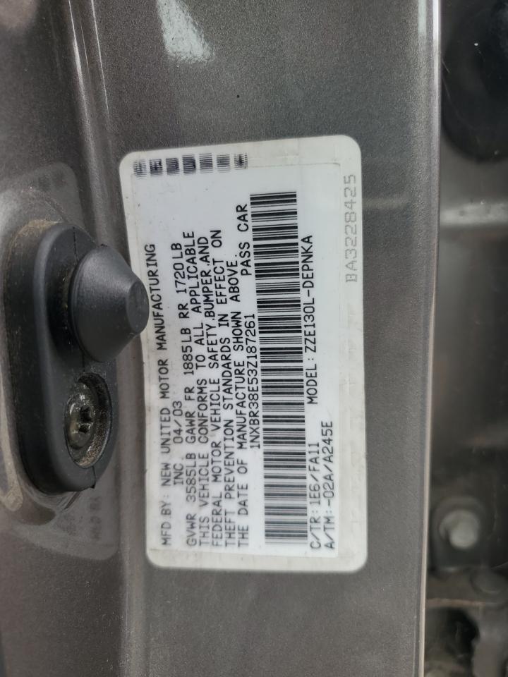 1NXBR38E53Z187261 2003 Toyota Corolla Ce