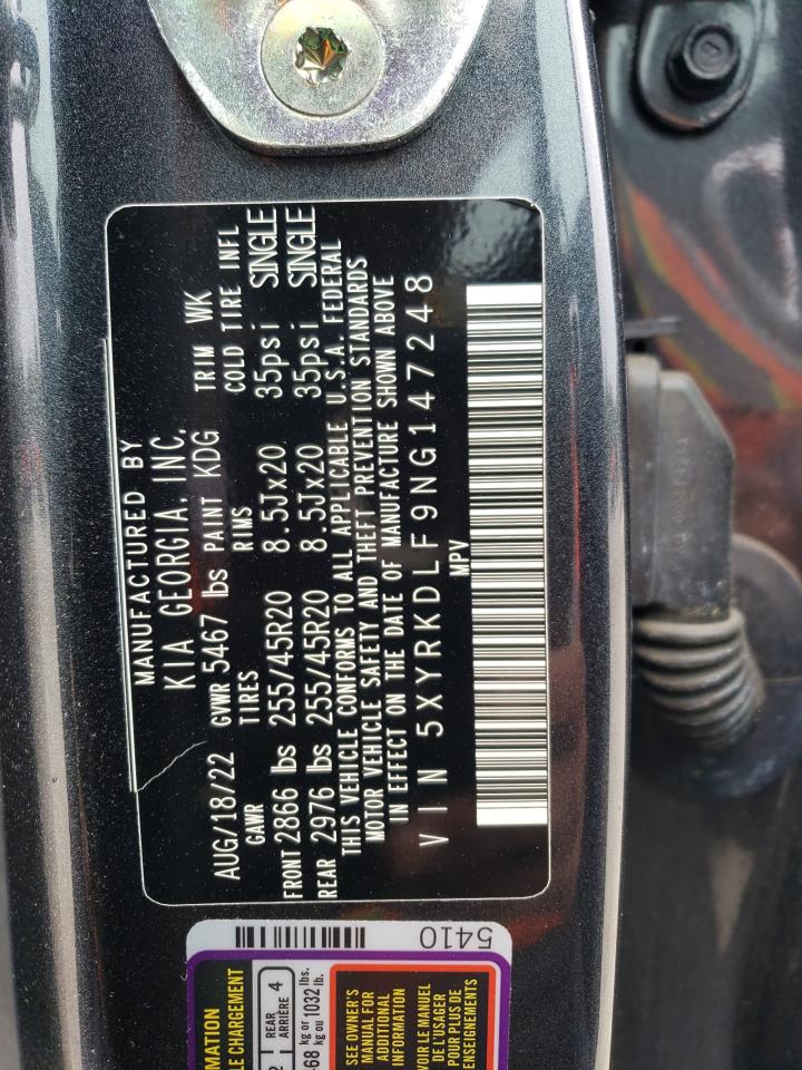 2022 Kia Sorento Sx VIN: 5XYRKDLF9NG147248 Lot: 64570874