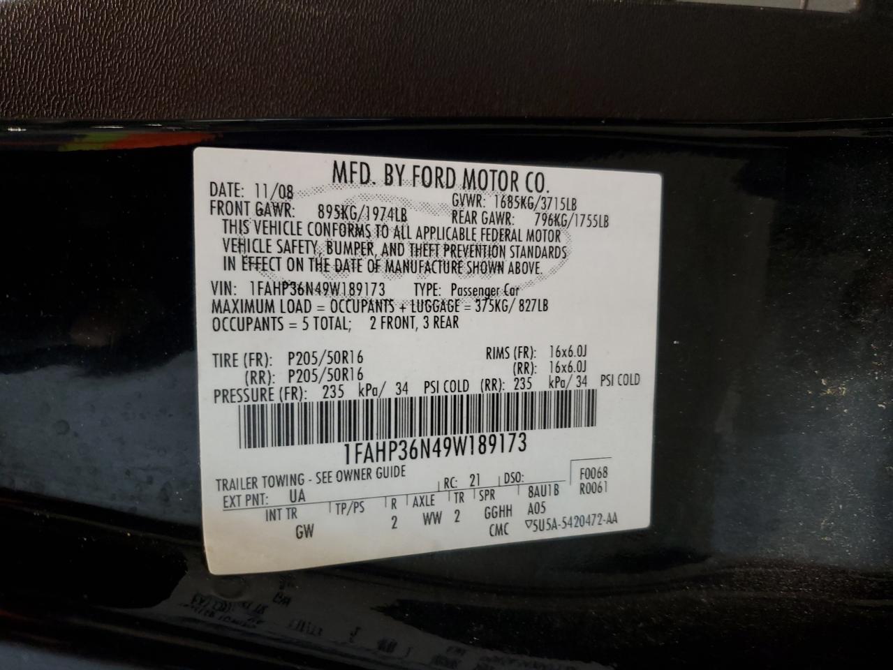 1FAHP36N49W189173 2009 Ford Focus Ses