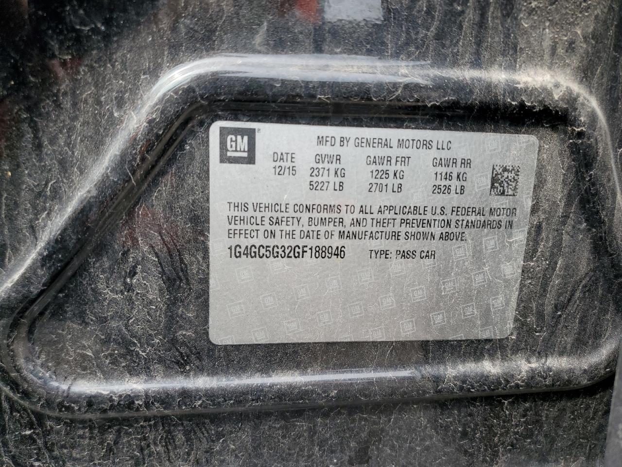 2016 Buick Lacrosse VIN: 1G4GC5G32GF188946 Lot: 64395674