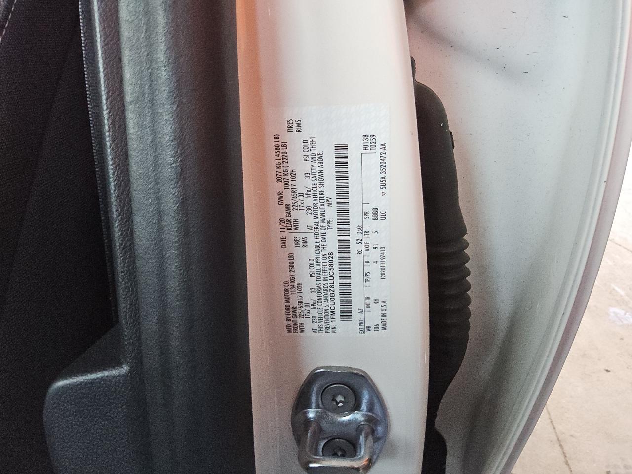 2020 Ford Escape Se Sport VIN: 1FMCU0BZ8LUC58028 Lot: 63688514